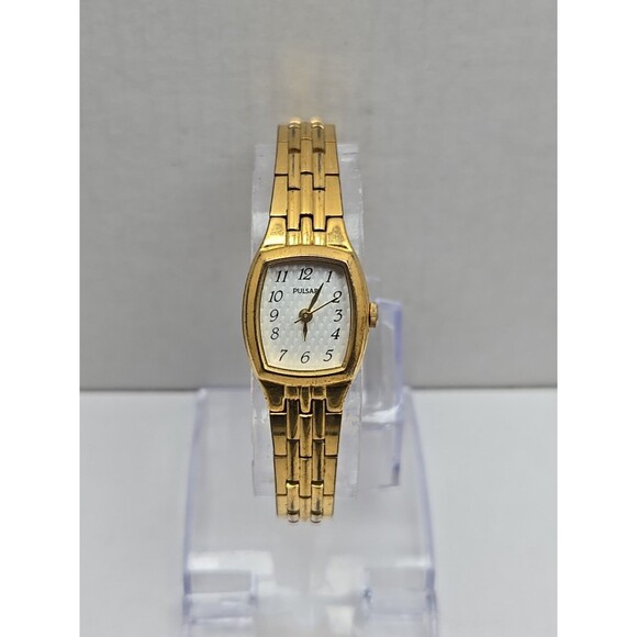 Vintage Pulsar Womens Gold Tone Quartz Watch V811X051 New Battery Dress Bracelet - Picture 1 of 10